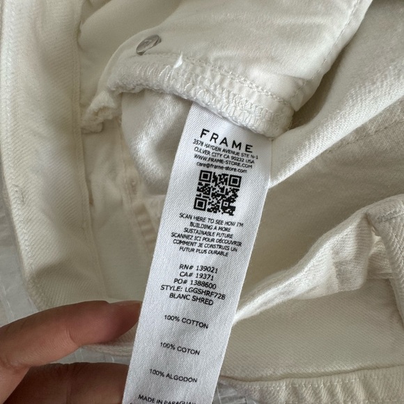 Frame Denim Women's Ivory Frayed Jean Shorts - Picture 4 of 6